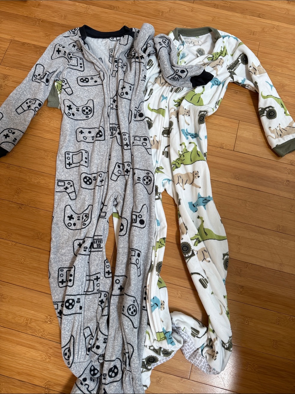 Carters Kids One-Piece Pajama - Gray Gaming Print & White Dino Print 2 pairz